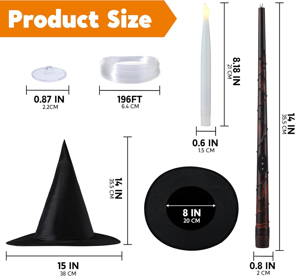 JOYIN 20Pcs Halloween Floating Candles and Witch Hat Light Up with Wand Remot...
