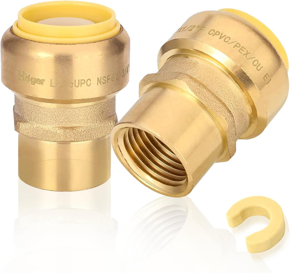 2PC HeSun 1" Pushfit x 3/4" FNPT Push to Connect Female Adapter(PF1...