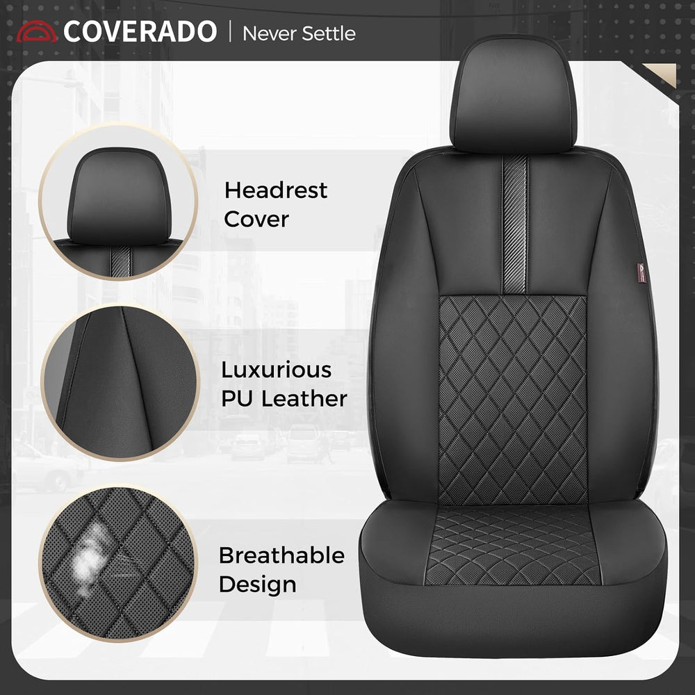 Coverado Car Seat Covers Full Set, Automotive Leather Seat Covers for Car，Uni...