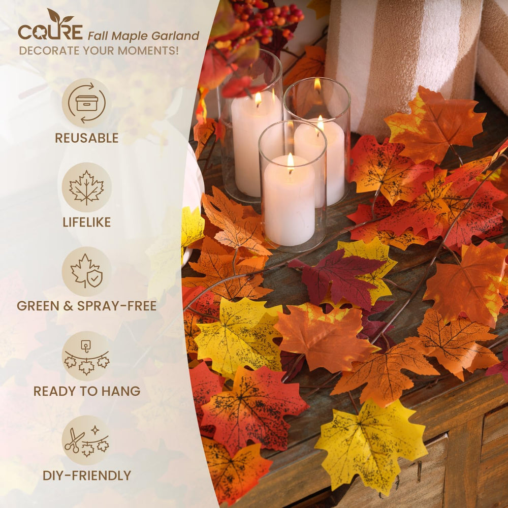 12 Pack Fall Garland, Total 95Ft Artificial Autumn Maple Leaves Garland Hangi...