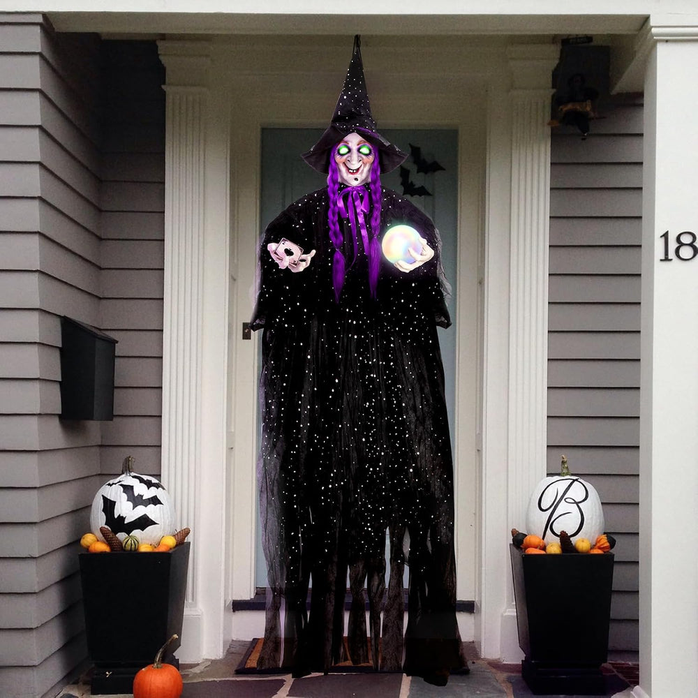 71” Halloween Hanging Talking Animatronics Witch with Sound Activated