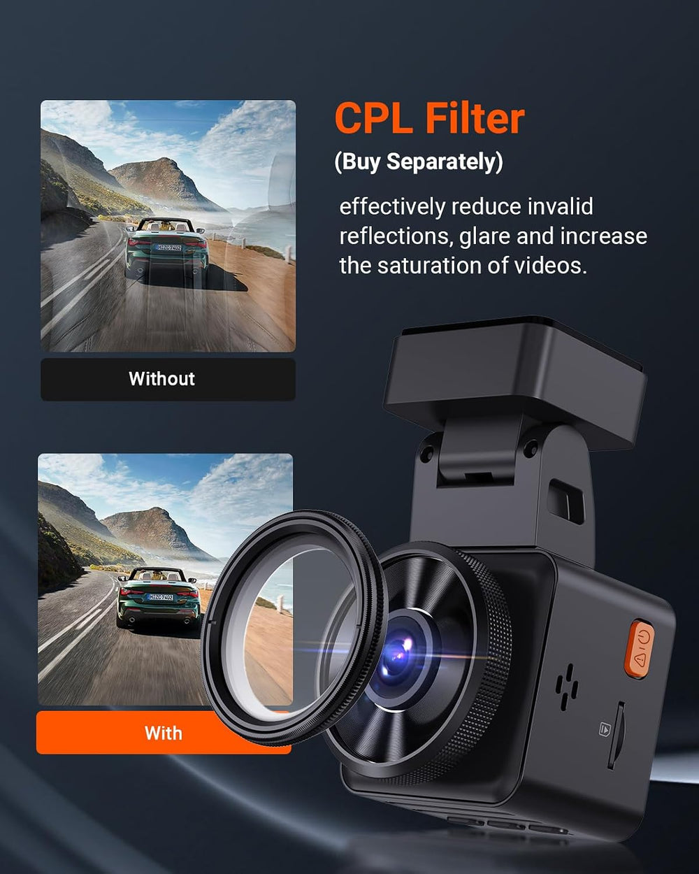 Vantrue E1 Lite 1080P Mini Dash Cam, 60fps HDR Night Vision Car Camera