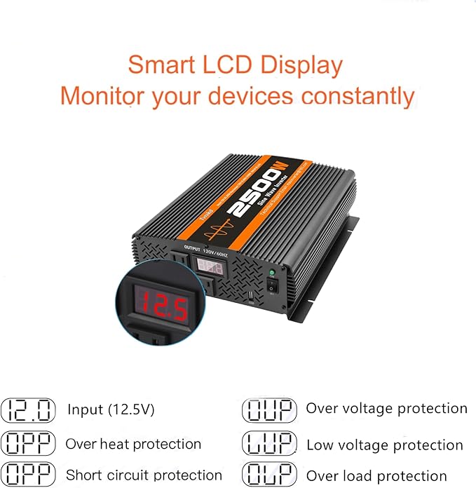 2500W Inverter Pure sine Wave RV Inverter Power Inverter 12V to 110