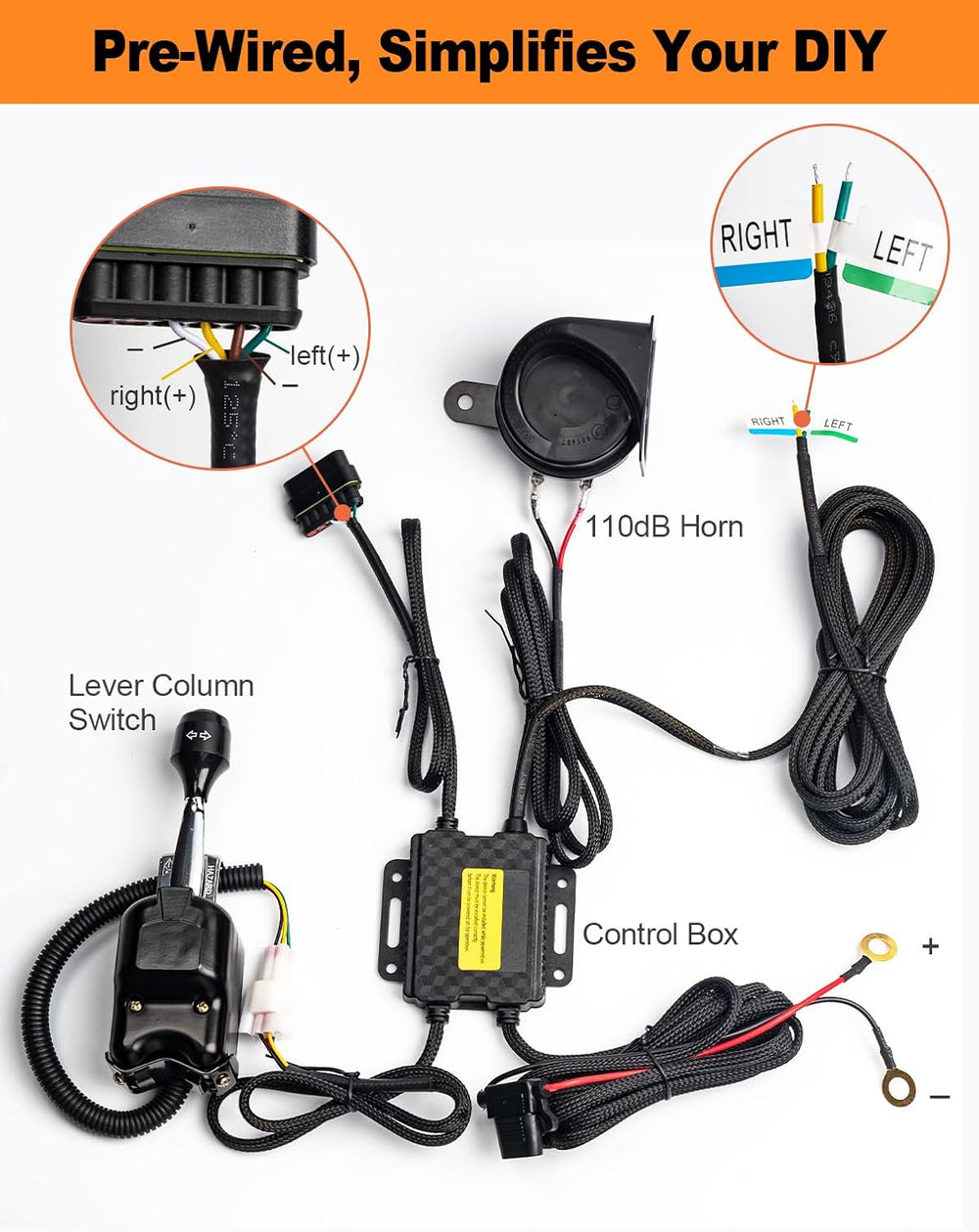 UTV Turn Signal Kit with 110dB Horn, Plug and Play