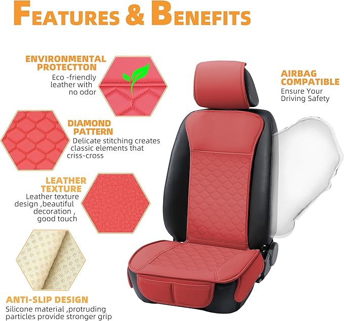 Elantrip Car Seat Cover Full Set Leather Car Seat Protector Universal fit