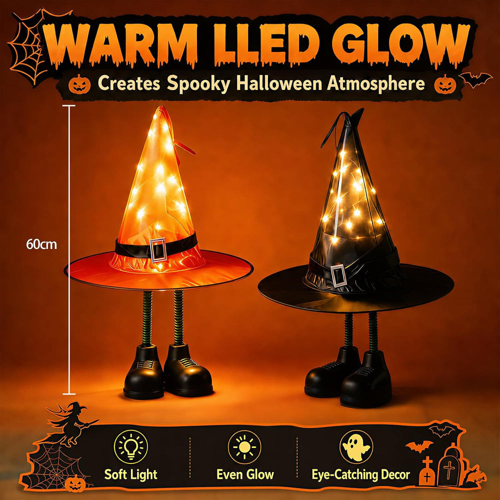 Halloween Decorations – 2 Pack Spooky Light Up Witch Hat Ornaments