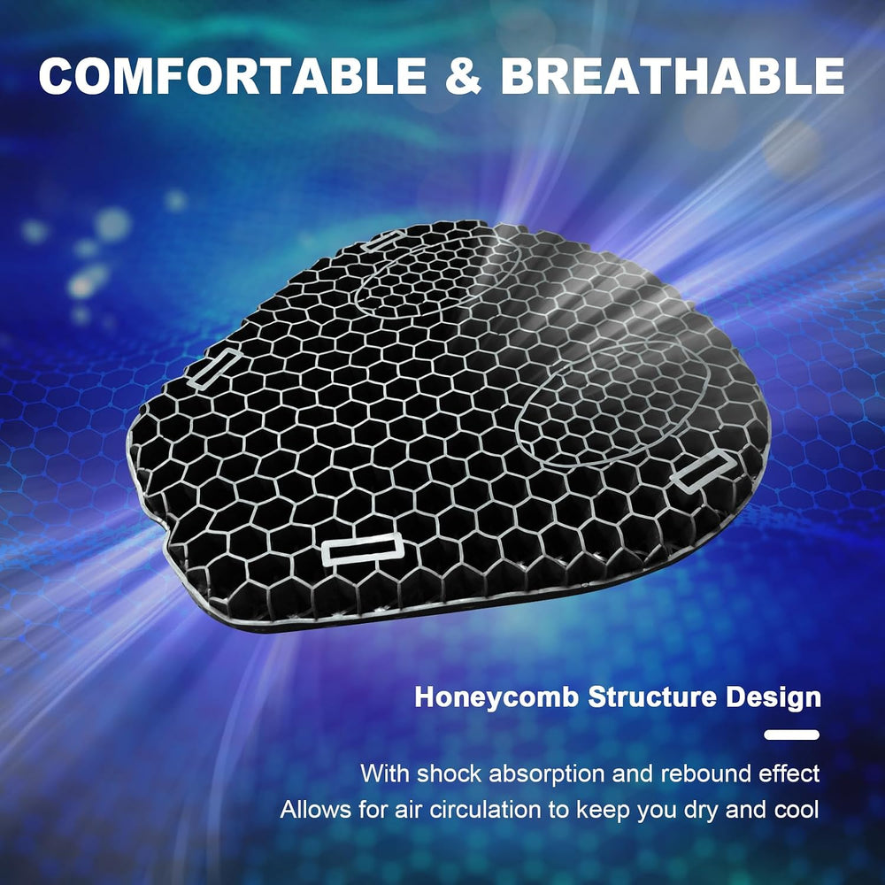 Motorcycle Seat Cushion, 3D Honeycomb Gel Pad, Pressure Relief Shock Absorpti...