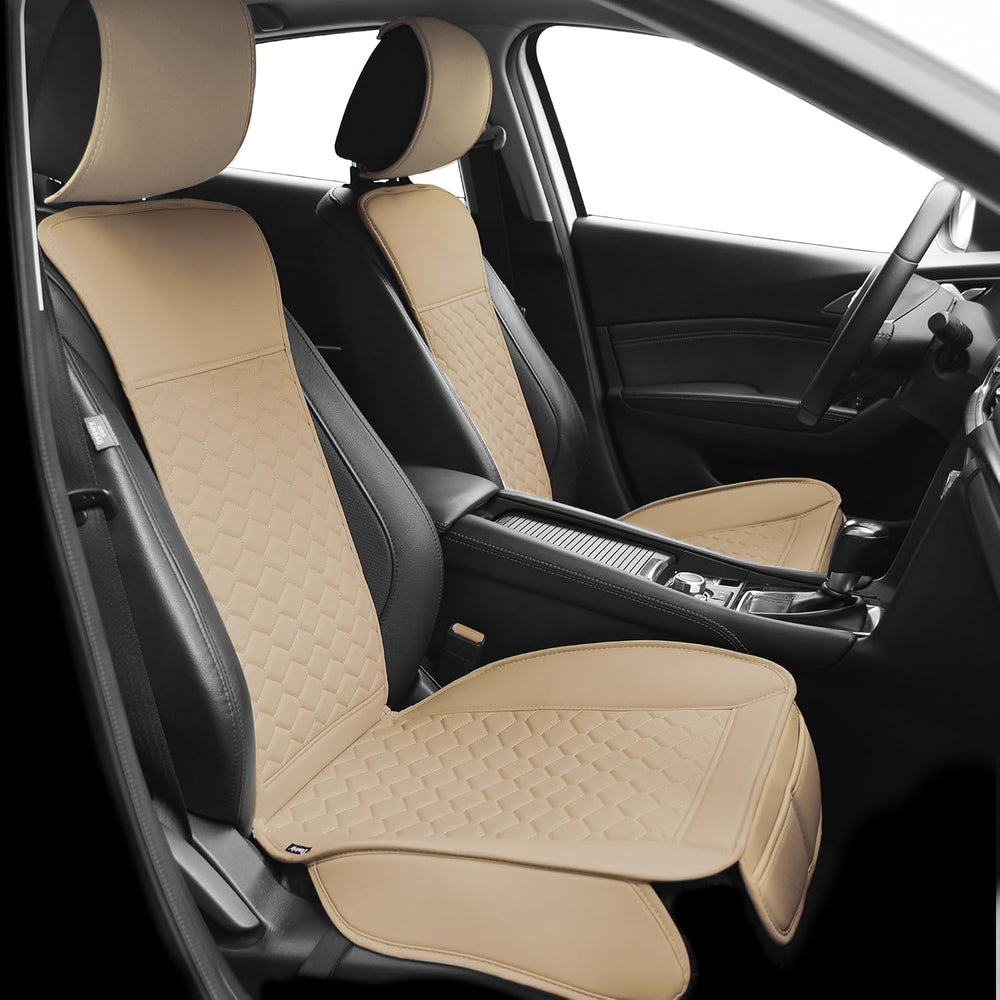 Elantrip Leather Car Seat Covers Front 2PC Waterproof Universal Fit Beige | E...