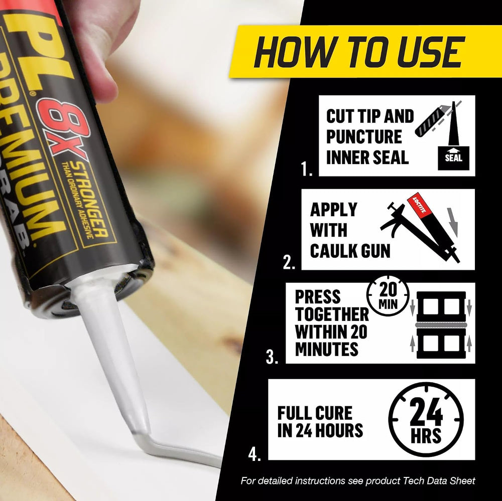 Loctite PL Premium Fast Grab Polyurethane Construction Adhesive, 10 fl oz Car...