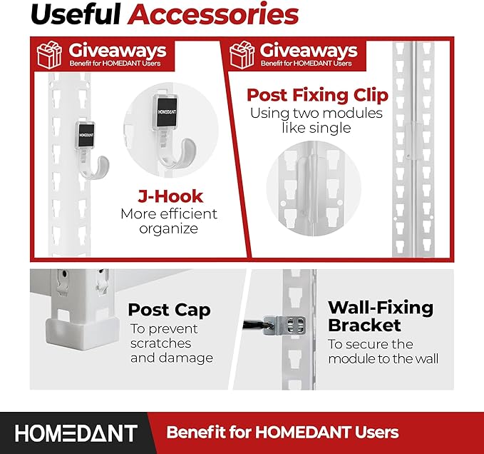 HOMEDANT White 5 Tier Laminated Boltless Heavy Duty Garage Storage Adjustable