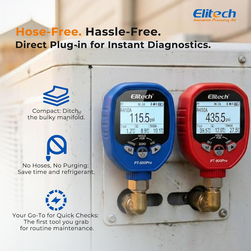Elitech Wireless Digital HVAC Refrigerant Gauge Set PT-500/800Pro