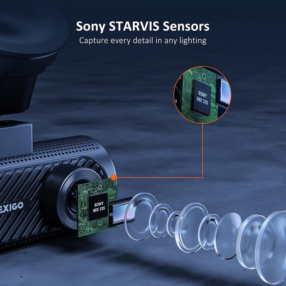 NexiGo 3 Channel Dash Cam with Rotatable Interior/Front Camera, Sony_Sensors,...