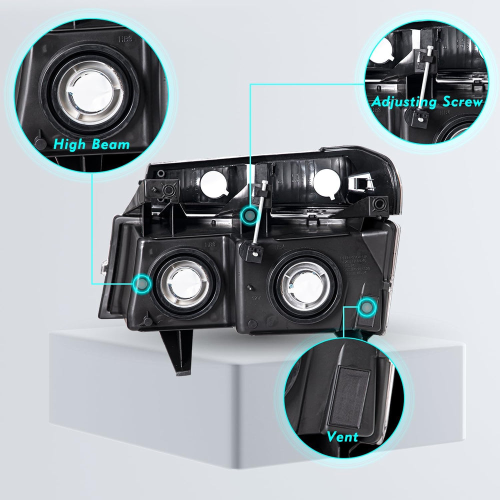 TUSDAR 4pcs Headlight Assembly Set Replacement for 2004-2012 Chevy Colorado/G...