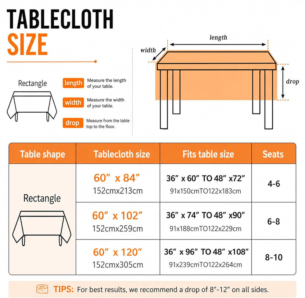 Halloween Bats Rectangle Tablecloth for Dining Decor 60" x 120"