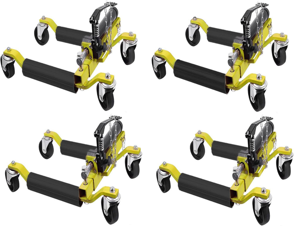 4PC Wheel Dolly, 1500LBS Capacity Car Dolly with Hydraulic Tire Jack for Vehi...