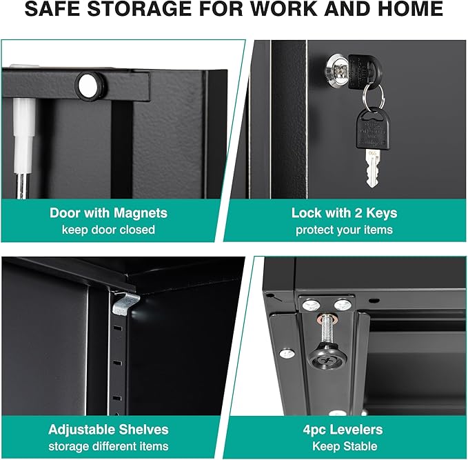 Metal Storage Cabinet with Drawer and Locks