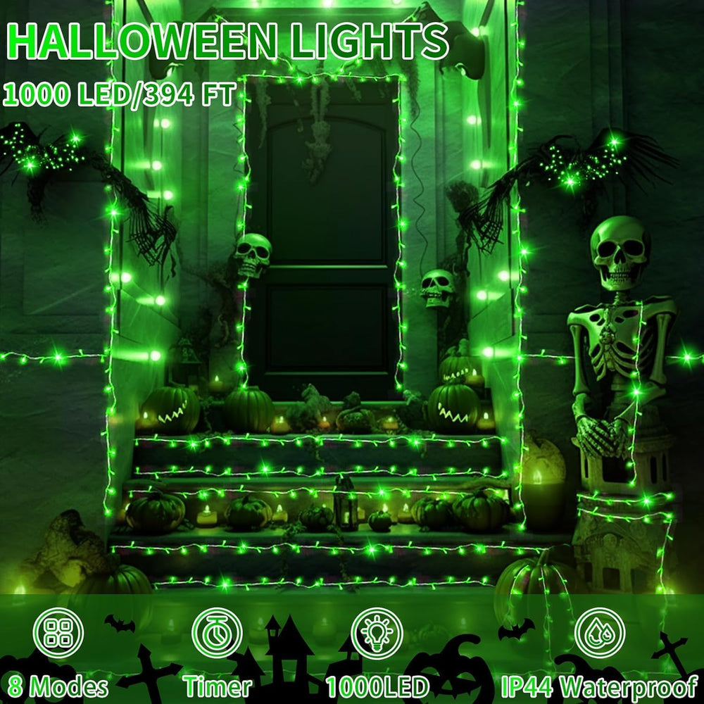 403 FT 1000 LED Halloween Lights Outdoor Fairy String Lights Plug in, Green