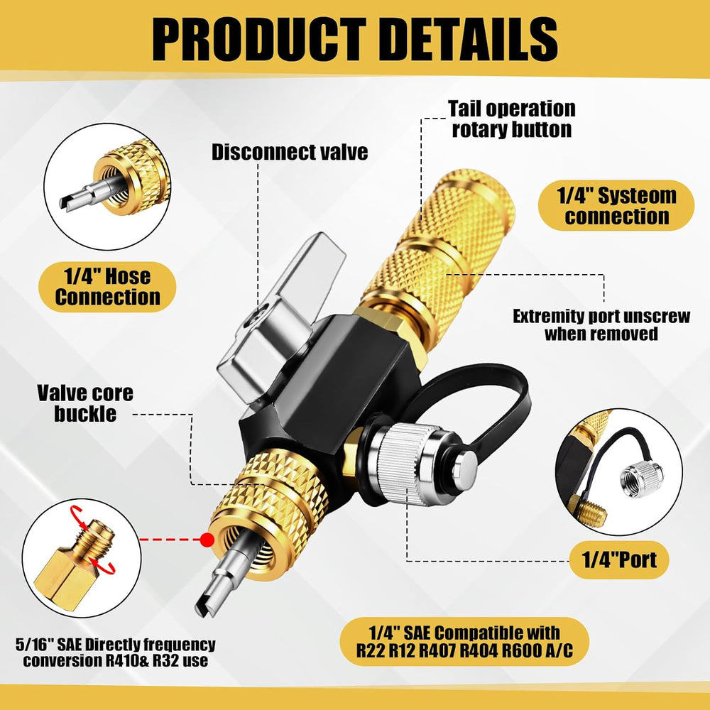 Tujoe MGAVCT Mega Flow Vacuum-Rated Valve Core Remover Installer Tool with Re...