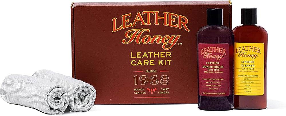 Leather Honey Complete Leather Care Kit: Cleaner, Conditioner, 2 Cloths.