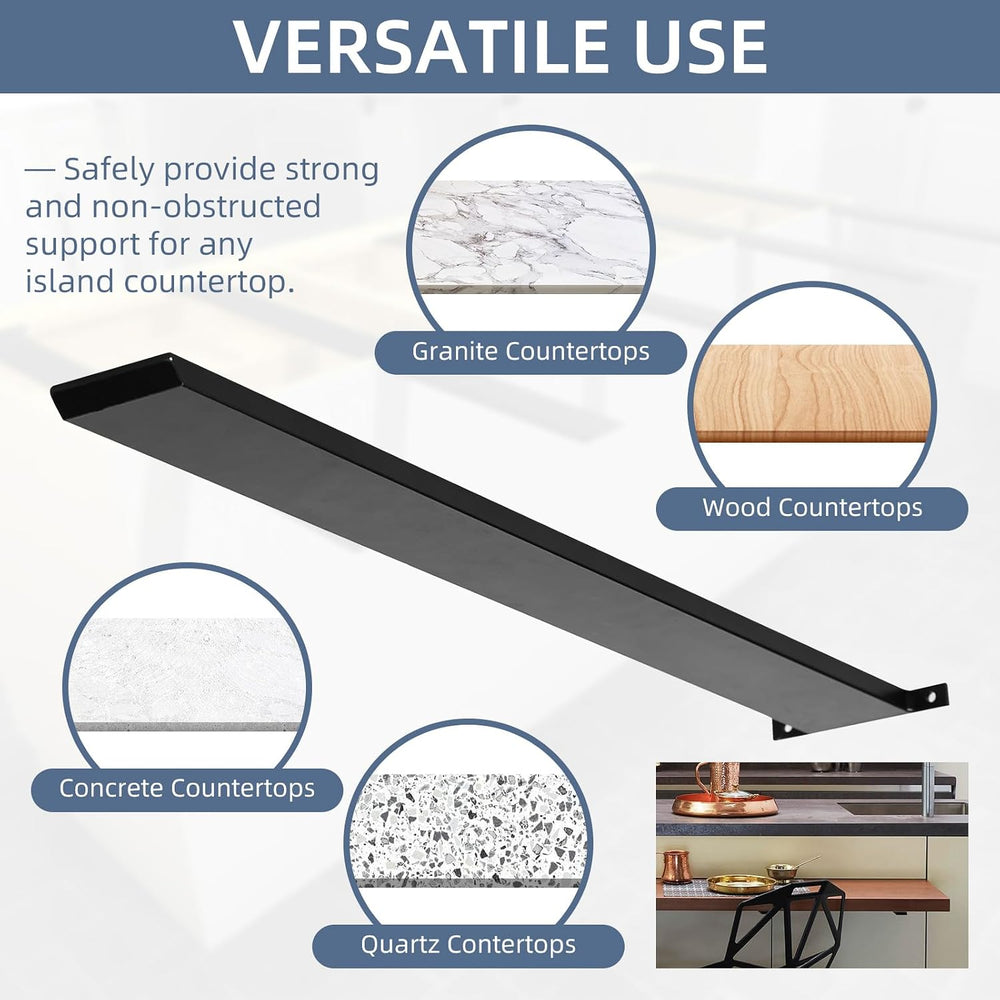 Hidden Island Countertop Support Bracket, Solid Heavy Duty Floating Shelf Bra...