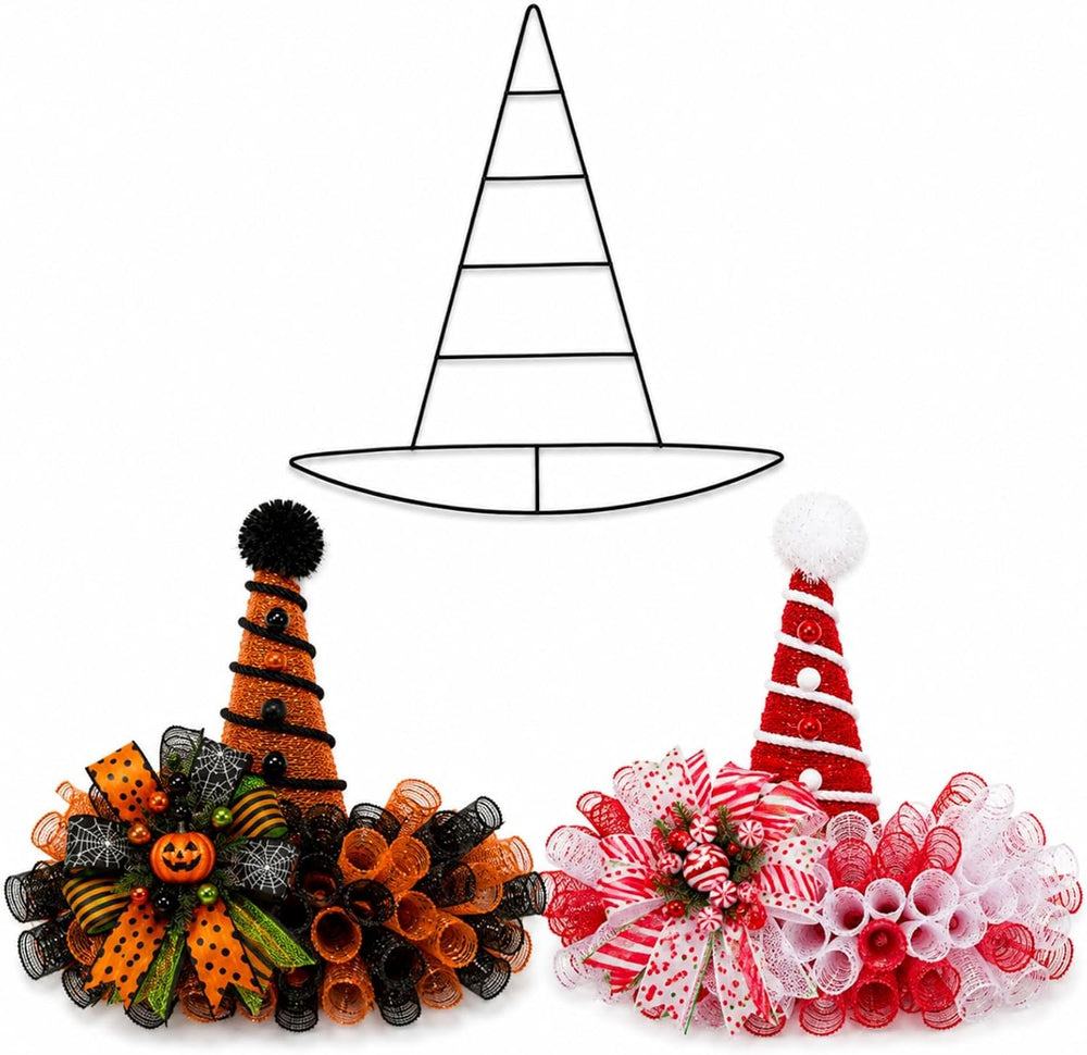 Hotop 3 Pieces Witch Hat Wreath Frames for Halloween, 20.9 x 22.1 Inch