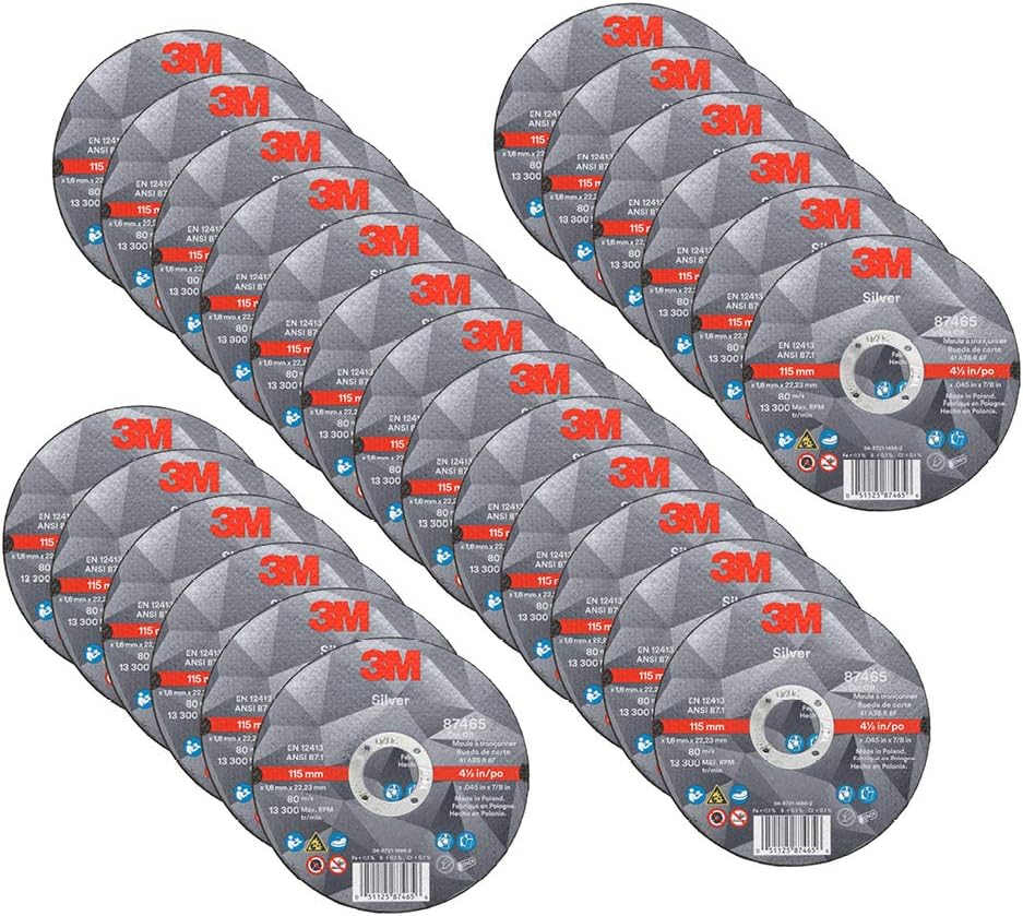 3M Silver Cut-Off Wheel, 87465, 36+, T1, 4.5 in x 0.045 in x 7/8 in