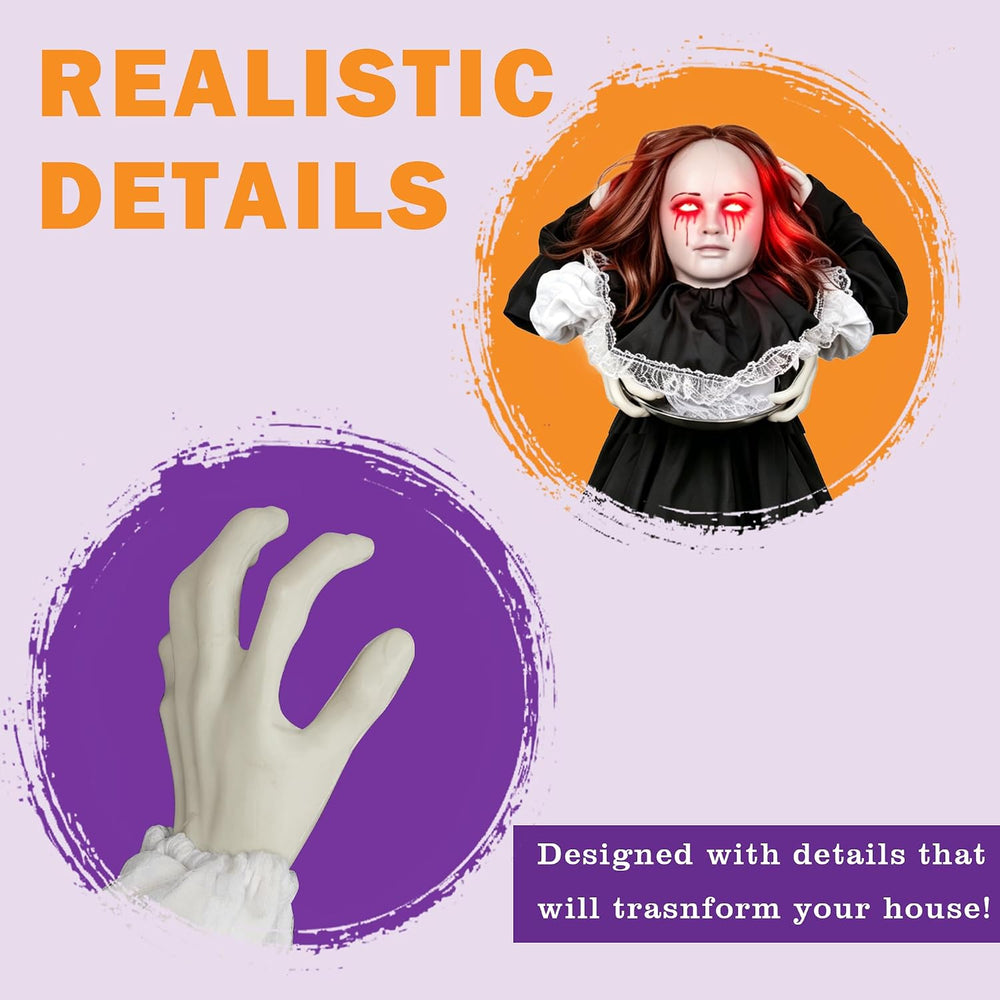 TW SHINE 5.3FT Halloween Animatronics Standing Maid Decorations Outdoor