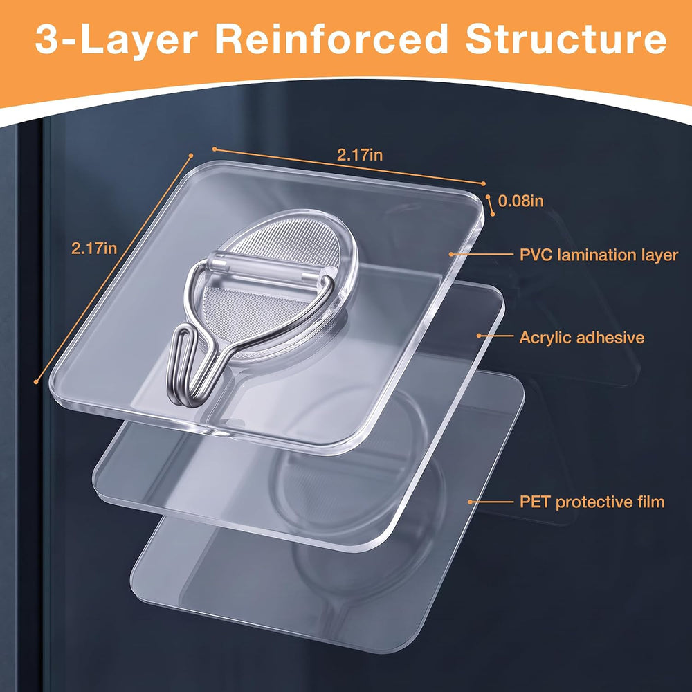 Clear Adhesive Wall Hooks Heavy Duty Hanging Sticky-100 Pack