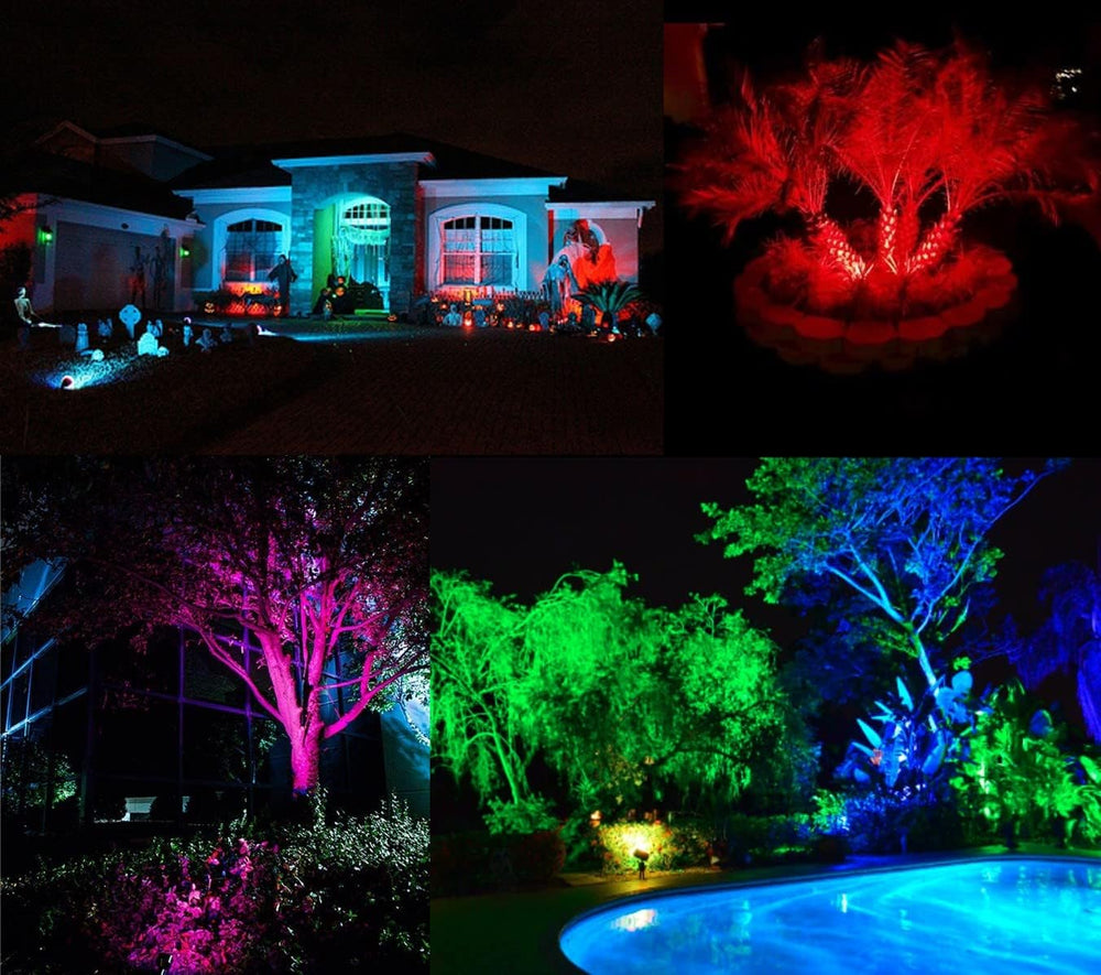 TOVEENEN LED Color Landscape Outdoor Spotlight - 120V 25W Remote Waterproof S...