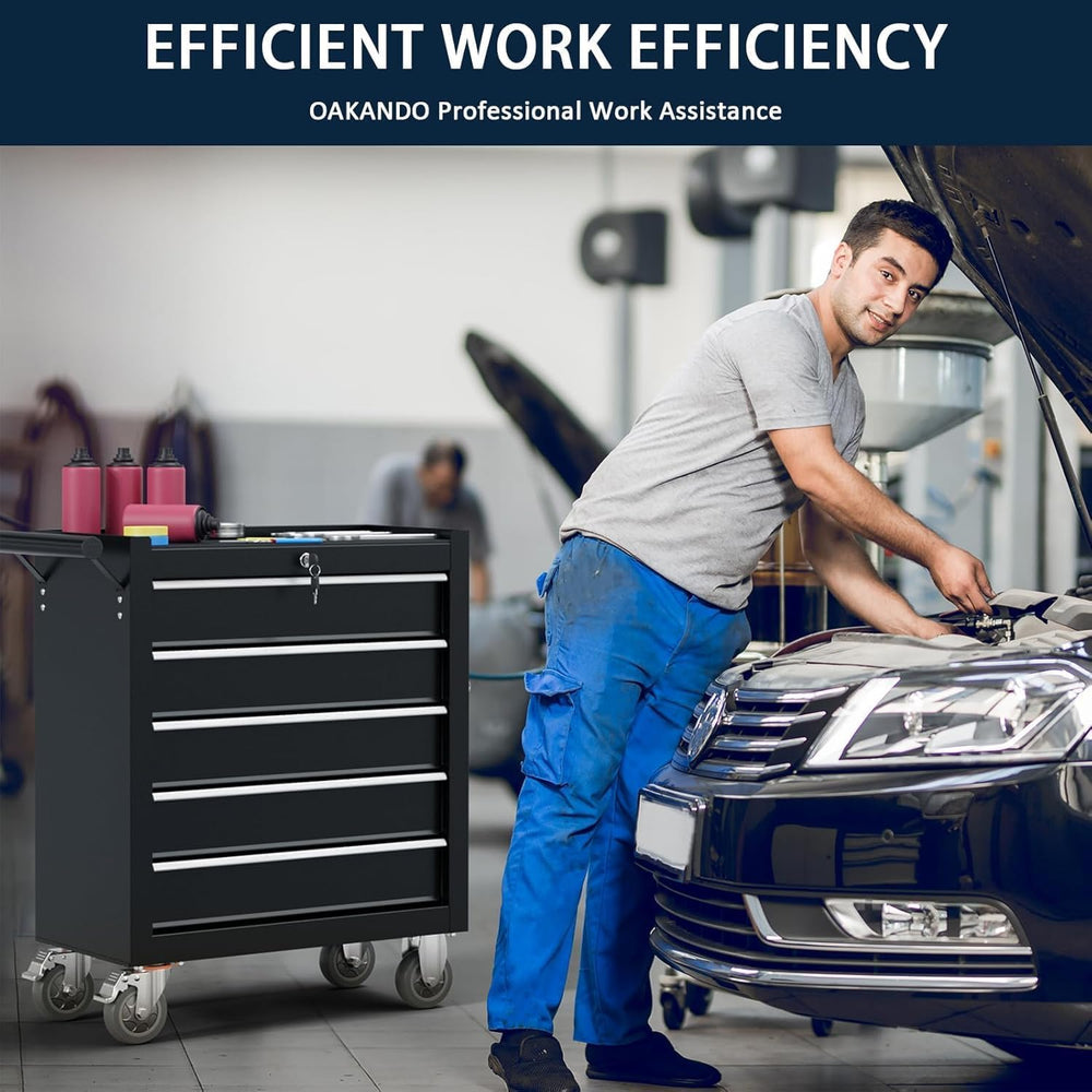 5-Drawer Metal Rolling Tool Chest with Wheels,Tool Storage Cabinet with Locki...