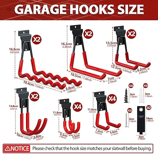 3-H Slatwall Accessories 18 Pack, Slatwall Hooks & Hangers Multi Sizes