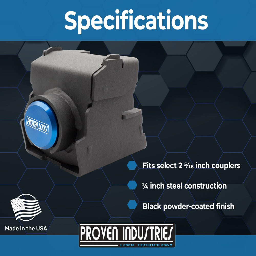 Proven Industries Model 2516 Heavy-Duty Trailer Coupler Lock for 2 5/16 Coupl...