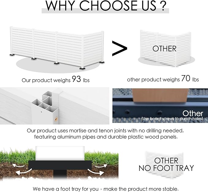 Kozyard 50" W x 48" H Outdoor Privacy Screens Aluminum Post, Air Co...