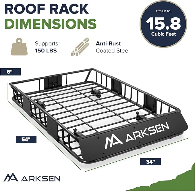 ARKSEN 54 x 34 x 6 Inch Universal Roof Rack