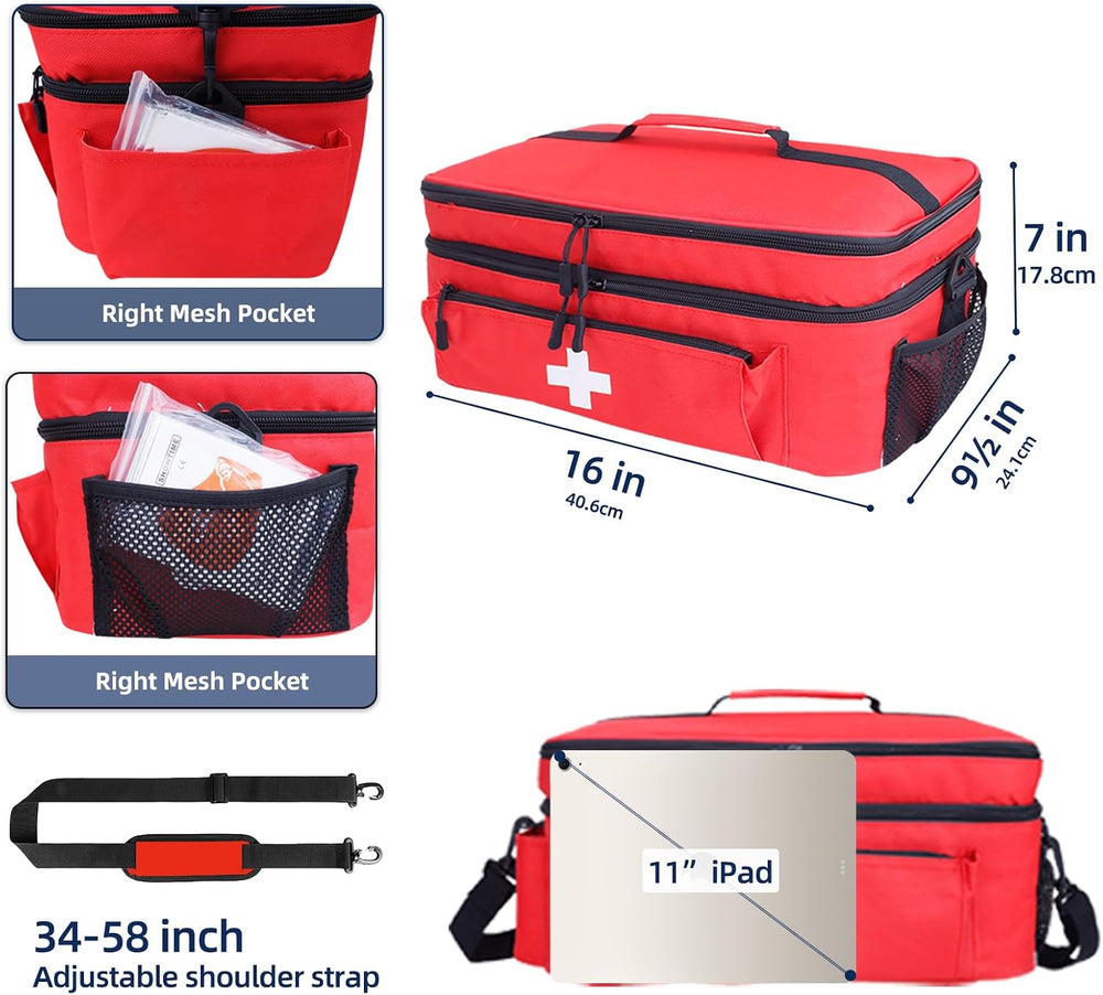 ALSLEA First Aid Bag Empty Large Medical Bag with Shoulder Strap Medicine Org...
