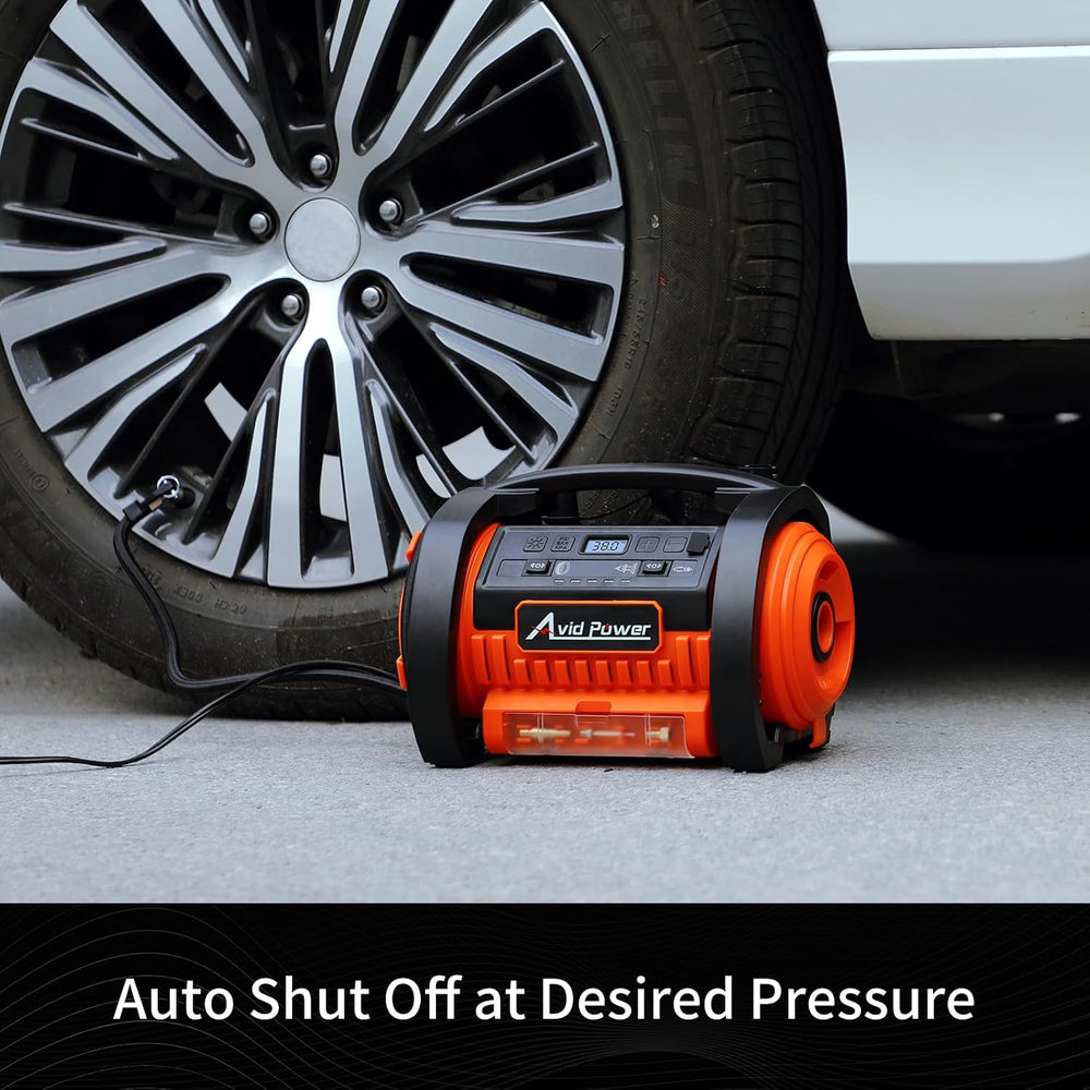 AVID POWER Portable Tire Inflator Air Compressor, 110V AC/12V DC Air Pump