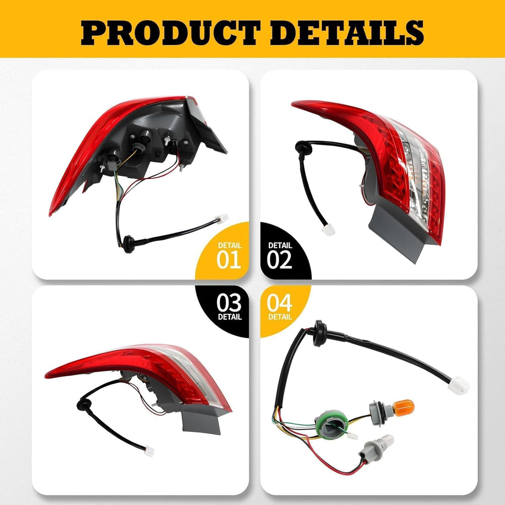 Right Outer Tail Light Assembly Compatible with Sentra 2013-2015 | W/Bulbs Pa...