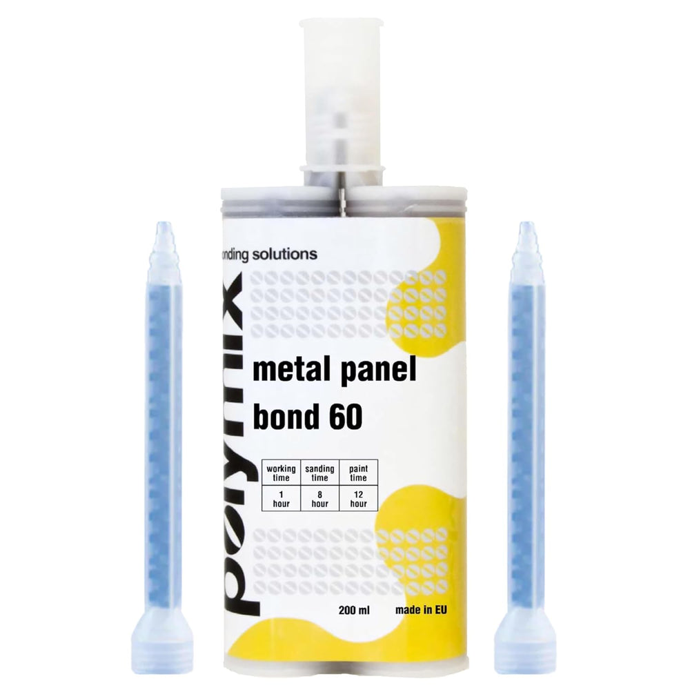 Polymix Metal Panel Bond 60 Adhesive 200ml Cartridge & Two Application Mi...