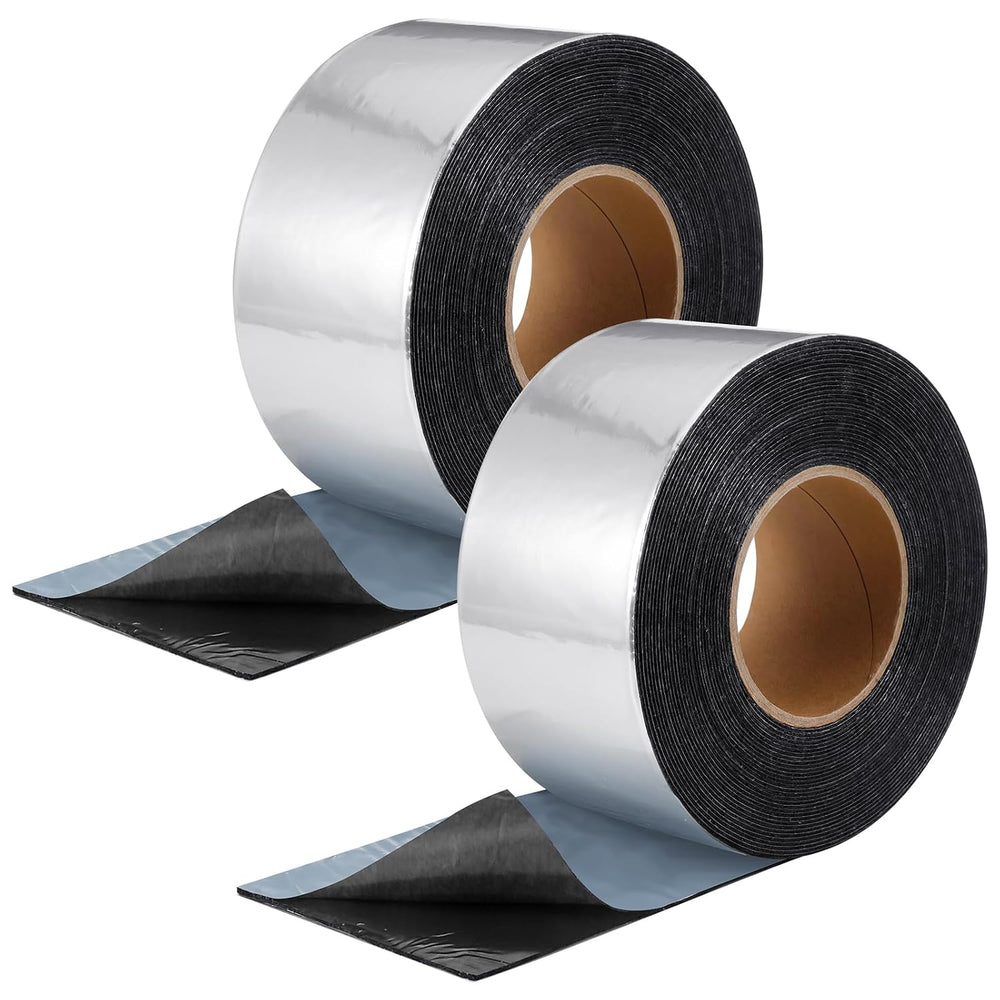 2 Pcs 50 Mil Heavy Duty Aluminum Foil Rubber Tape, Waterproof, for Sealing Ro...