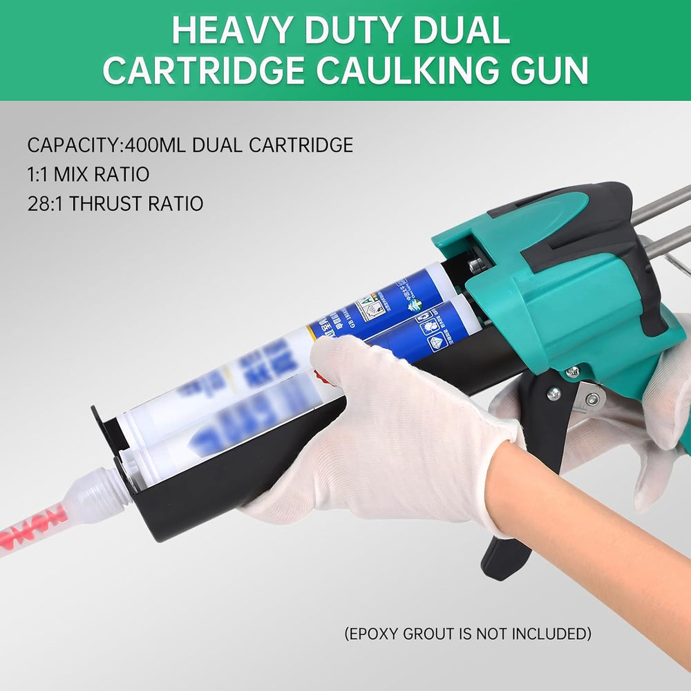 Double Caulking Gun,Dual Epoxy Gun for 400 mL(13.5 fl oz,1:1 Mix Ratio),Manua...