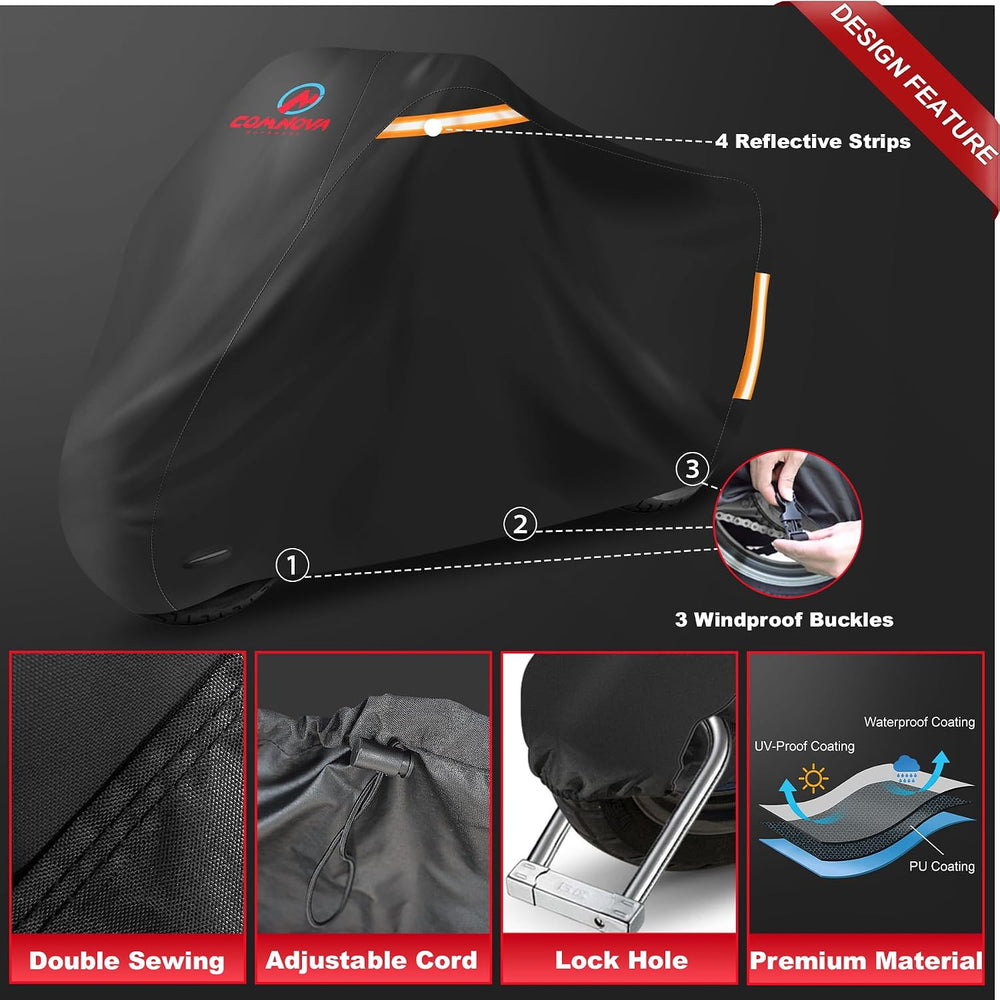 Comnova Motorcycle Cover 96 Inch - 600D Outdoor Motorbike Cover Waterproof wi...