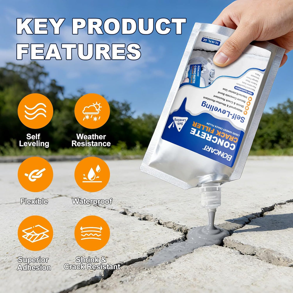Concrete Crack Filler, Self-Leveling & Fast Drying, Waterproof, 39.57 Fl Oz