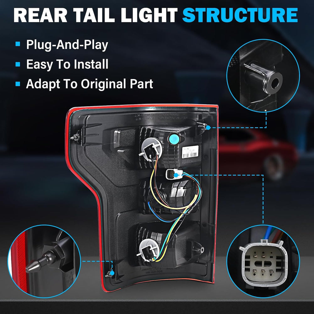 Tail Lights Assembly Compatible with 2018 2019 2020 Ford F-150 Right Passenge...
