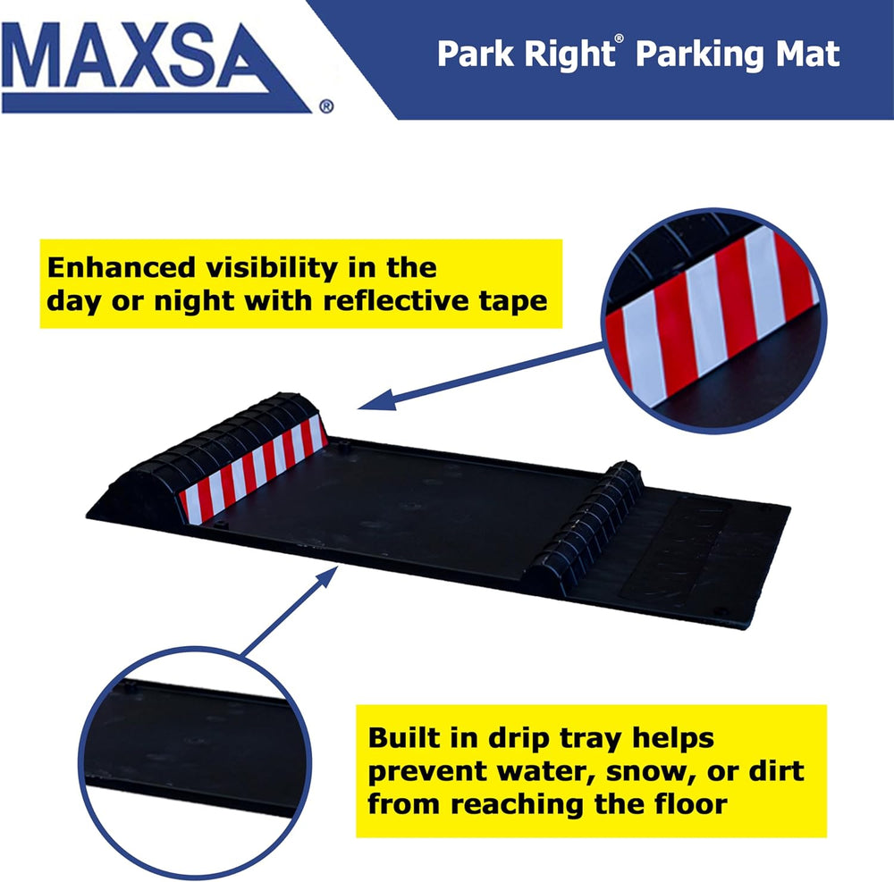 MAXSA 37358-2PK Park Right Parking Mat, Perfect Garage Parking, Black, 2-PK