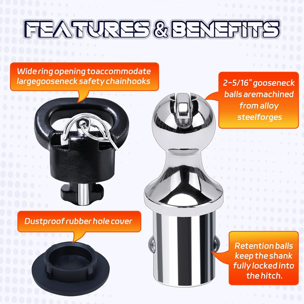 60618 Puck System Gooseneck Hitch Ball Kit Compatible with 2013-2024 Dodge Ra...