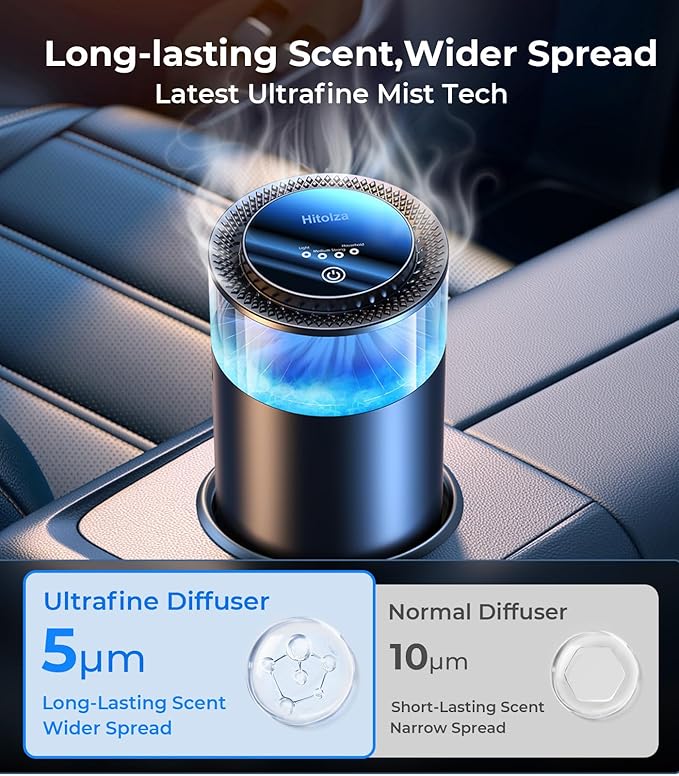 Smart Car Air Fresheners, Ambient Light & Mist Fragrance, Auto On/Off Car...