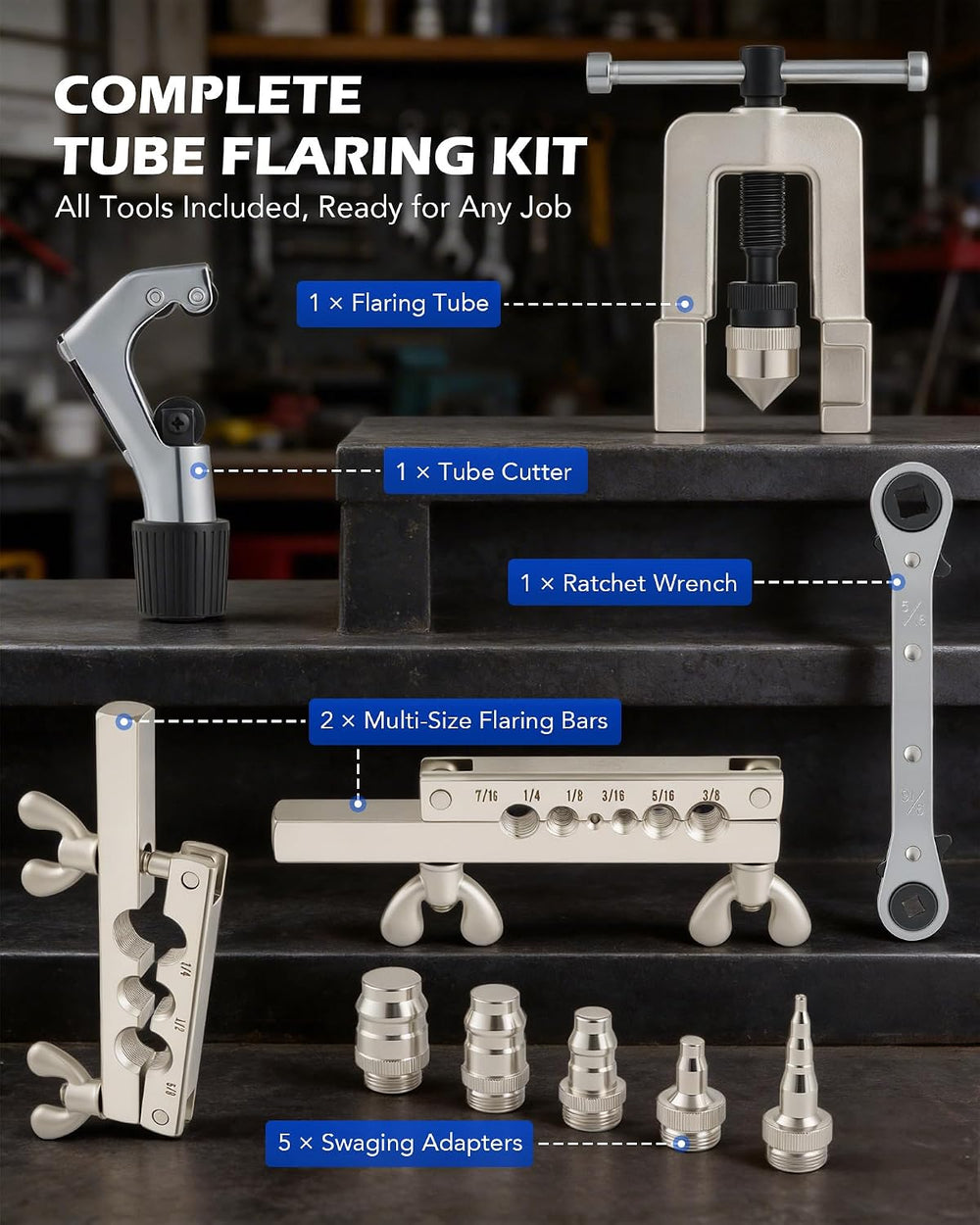 OMT Single Flaring Tool & Swaging Tool Kit for HVAC Tubing, 1/8"-3/4...
