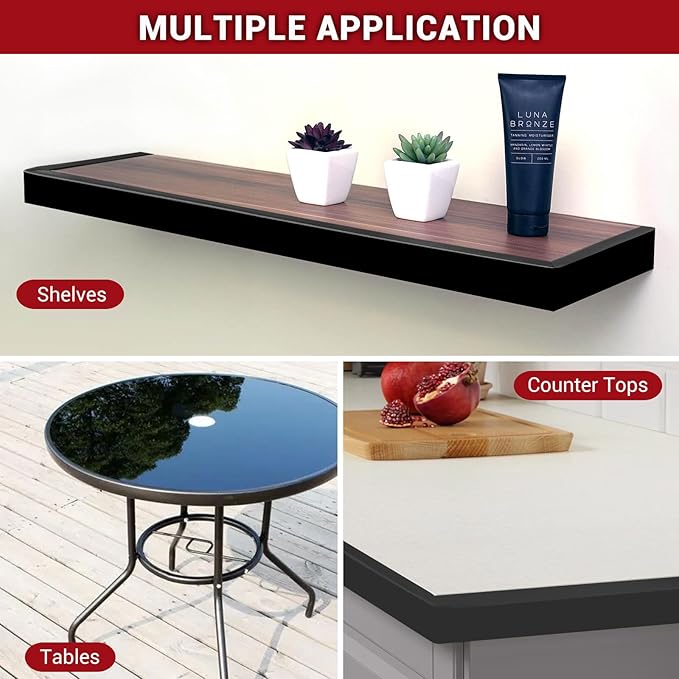 Rubber Edge Trim, Flexible Self-Adhesive U Shaped Peel and Stick Edge Banding