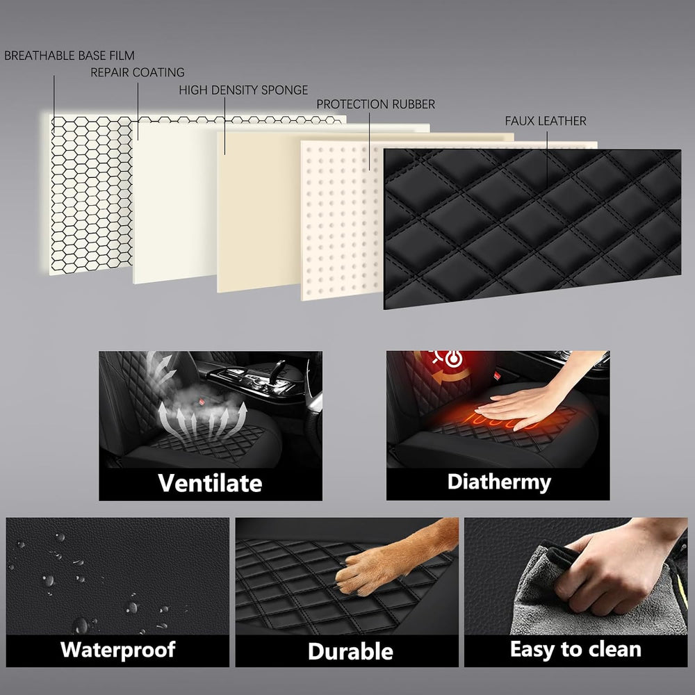 Premium Leather Car Seat Covers Full Set,Universal Fit for Cars,Trucks&SU...