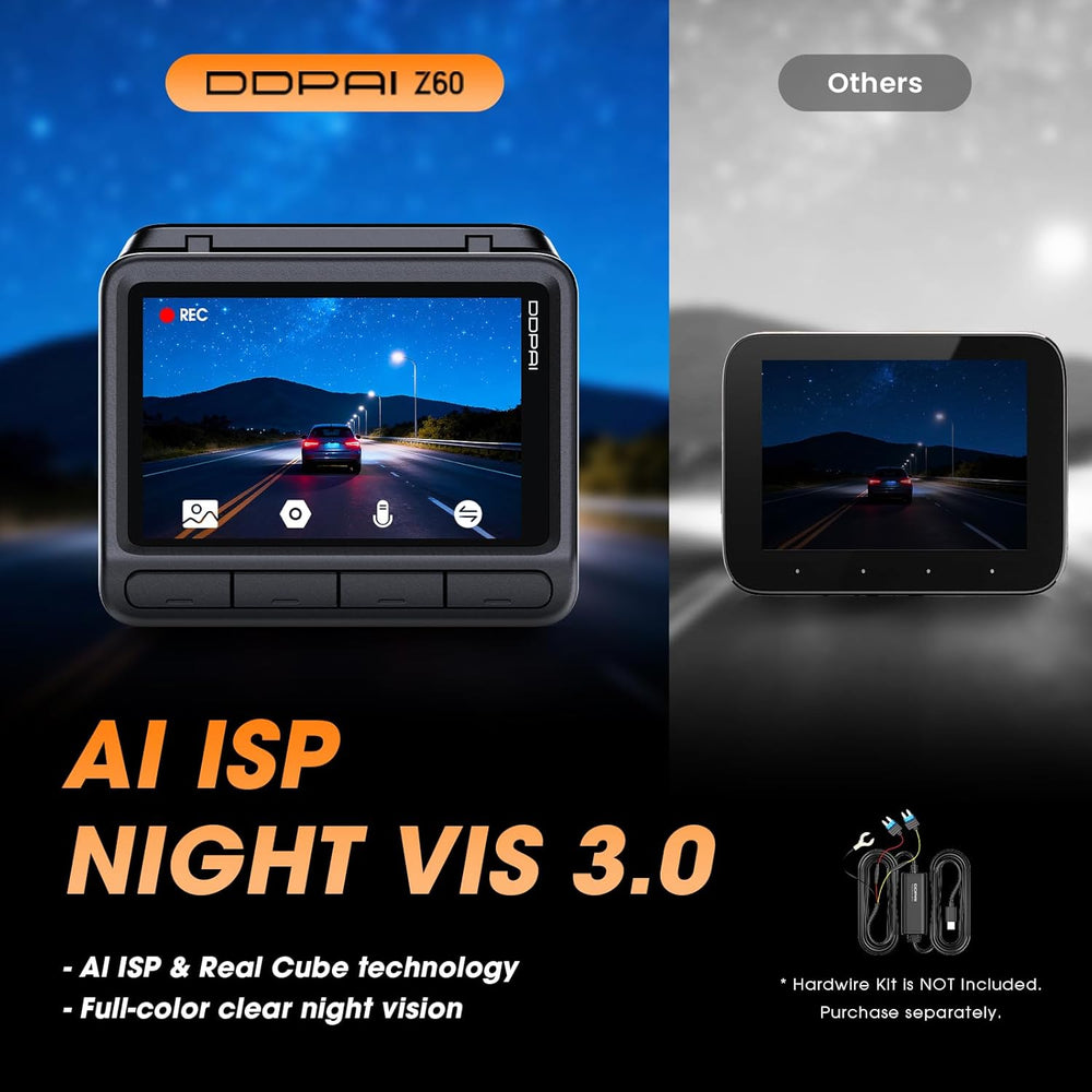 DDPAI Z60 4K+1080P Dual Dash Cam, Night Vision, 32GB eMMC+64GB Card